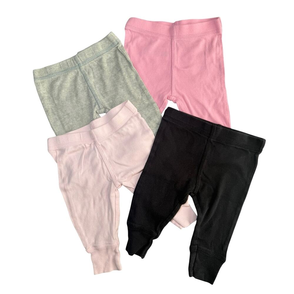 Gerber Baby Girl Pants Multi Pack Active Pink Black Gray Set 0-3 Months